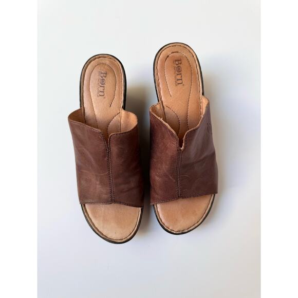 Born Hand Crafted Footwear Partial Leather Mini Wedges Women's 8M - Picture 2 of 10